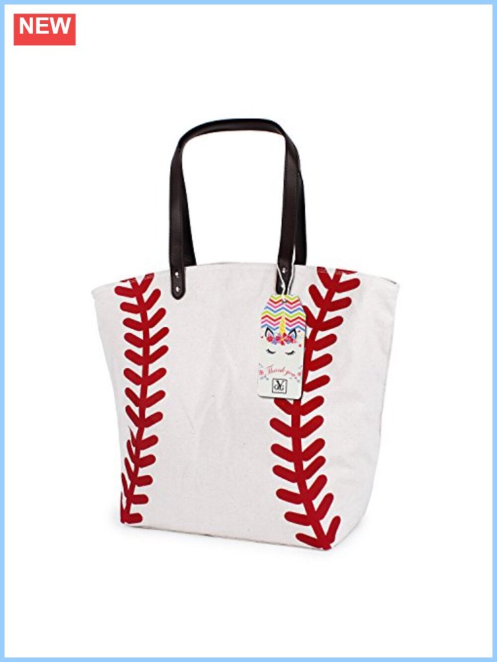 Canvas Tote Bag Baseball Softball Sports Travel Beach Shopping